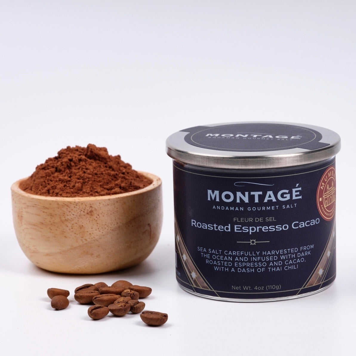Fleur de Sel Gourmet Salt | Roasted Espresso Cacao | 110g Glass Jar